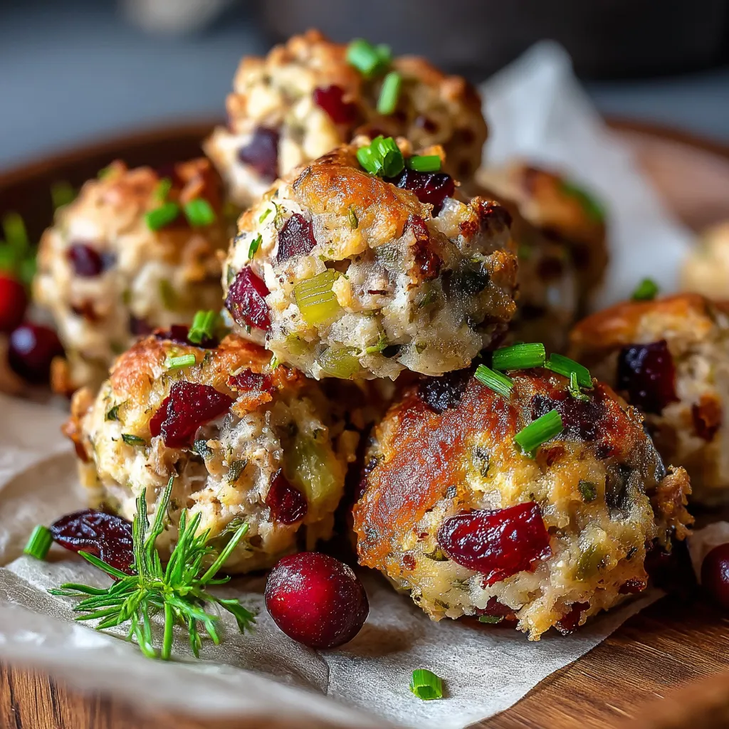 A plate of cranberry and turkey stuffing balls.