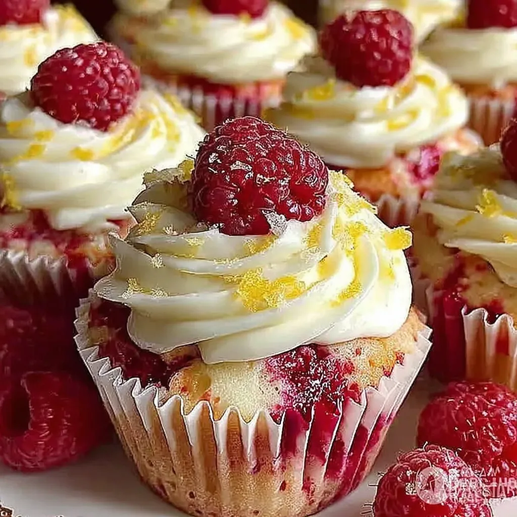 A cupcake with a raspberry on top.