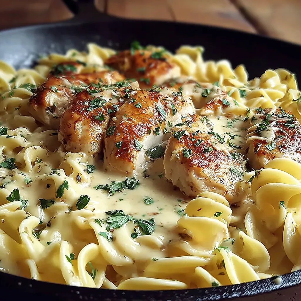 A one pan chicken noodle dish.