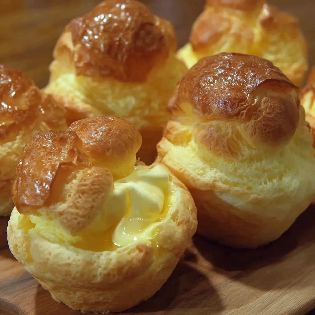 Nun's puffs on a wooden tray.