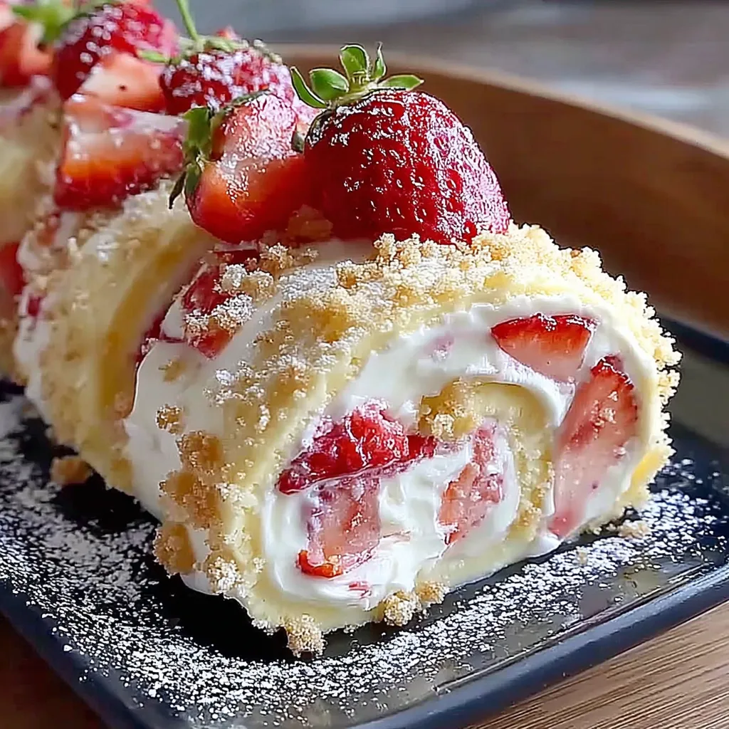 A delicious dessert made with strawberries and cream.