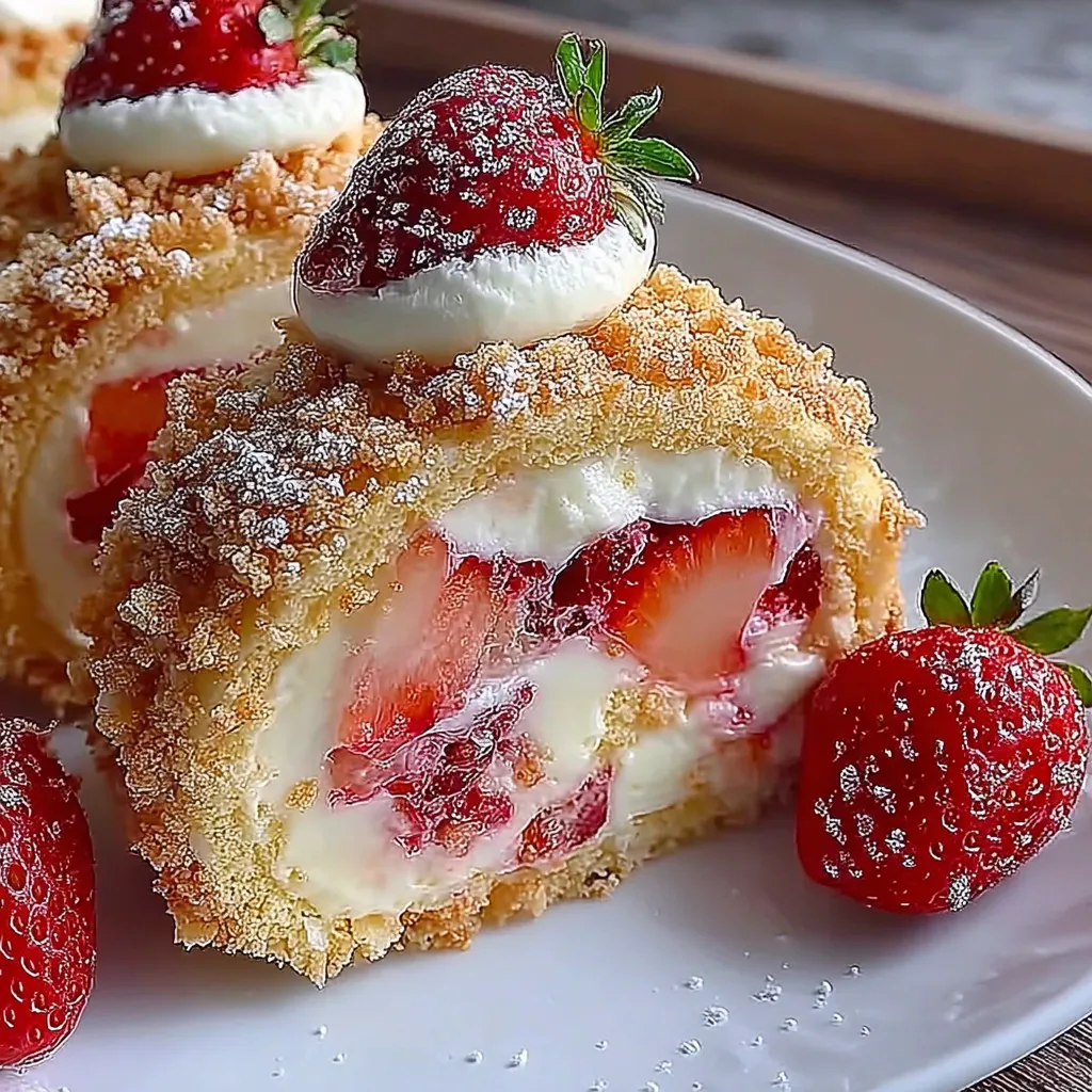 A plate of strawberry shortcake cheesecake rolls.