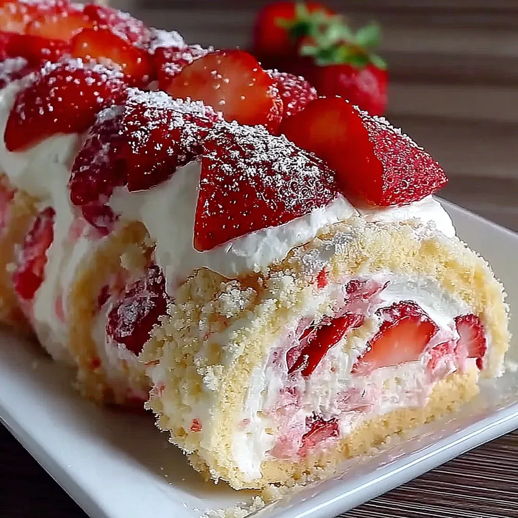 A delicious dessert made with strawberries and cream.