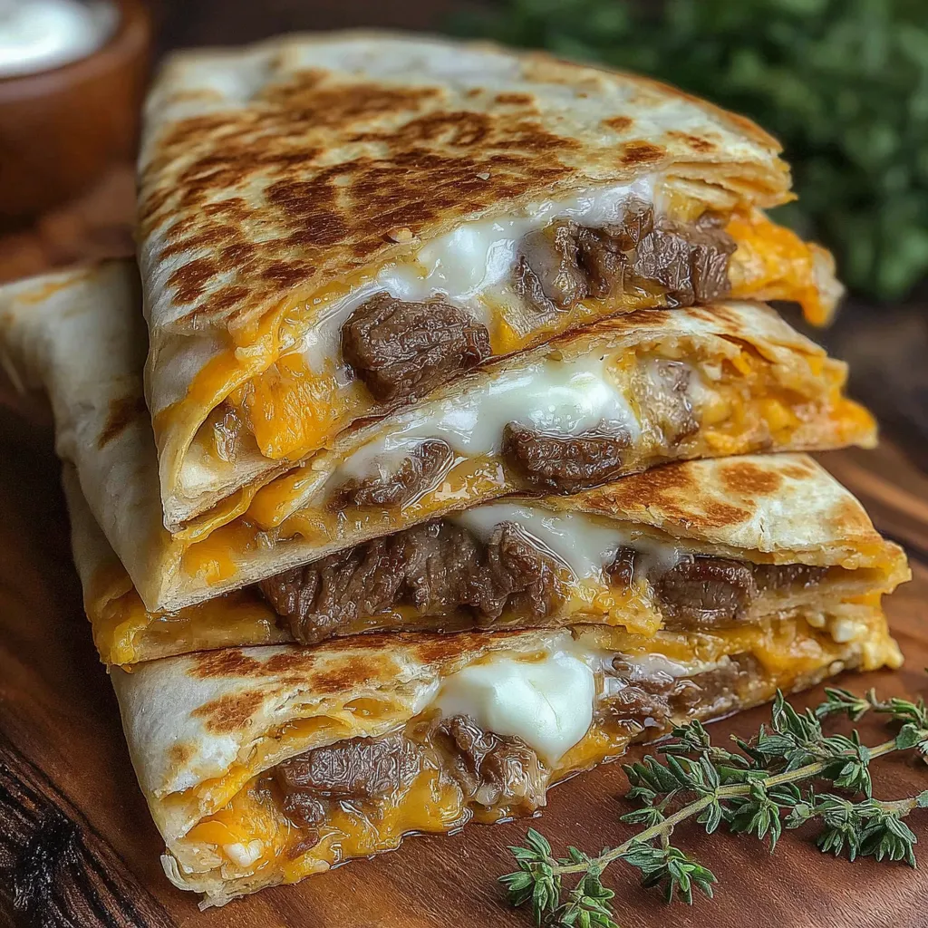 A stack of Taco Bell steak quesadillas.