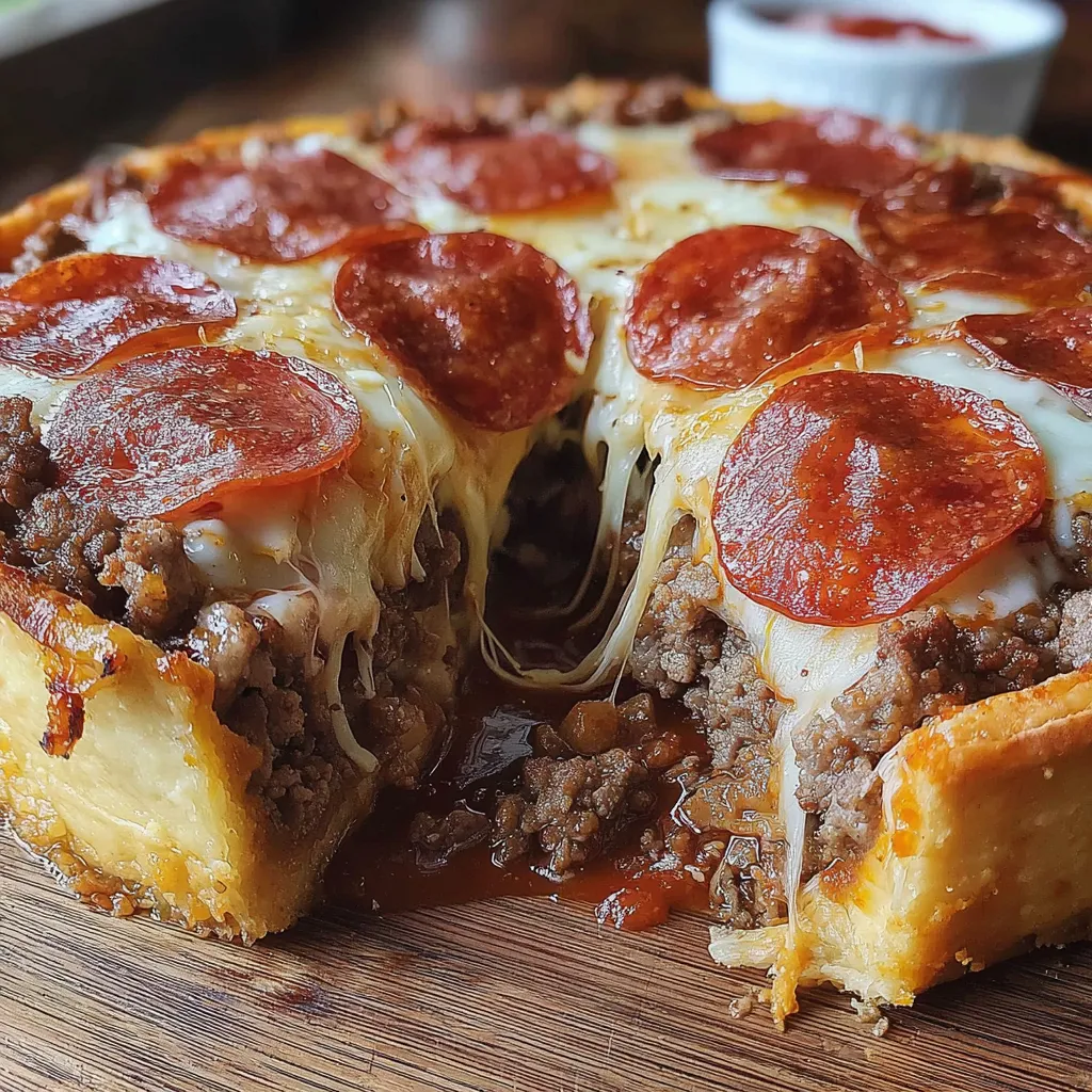 A slice of pizza burger pie.
