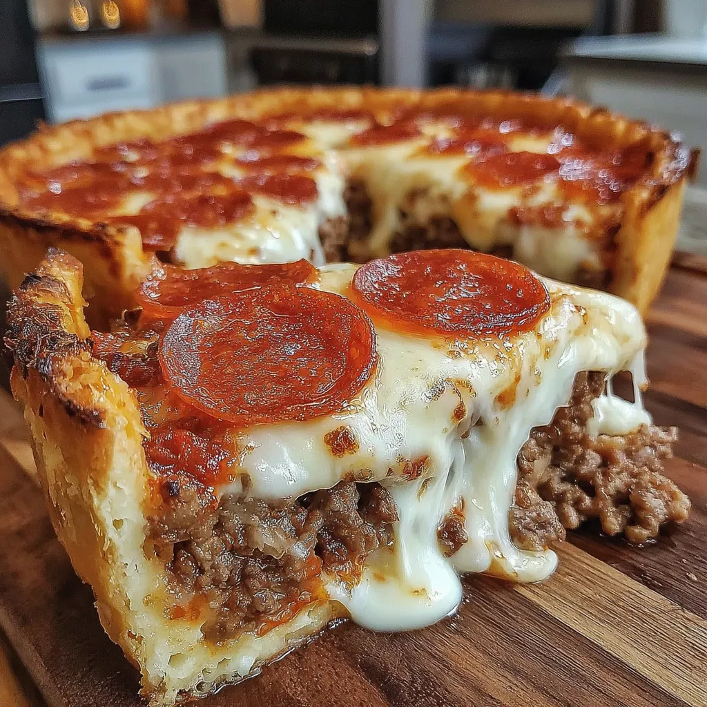 A slice of pizza burger pie.