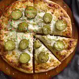 A slice of pickle pizza.