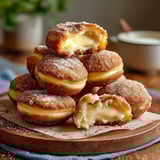A stack of churro cheesecake donuts.