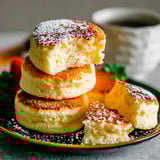 Japanese Souffle Pancakes on a plate.