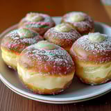 A plate of bavarian cream donuts.
