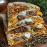 A stack of Taco Bell steak quesadillas.