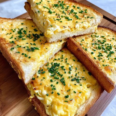 Toasted bread with cheese and herbs.