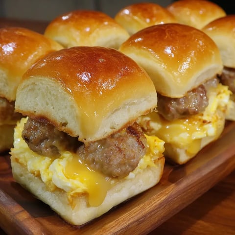 Sausage Egg and Cheese Breakfast Sliders.