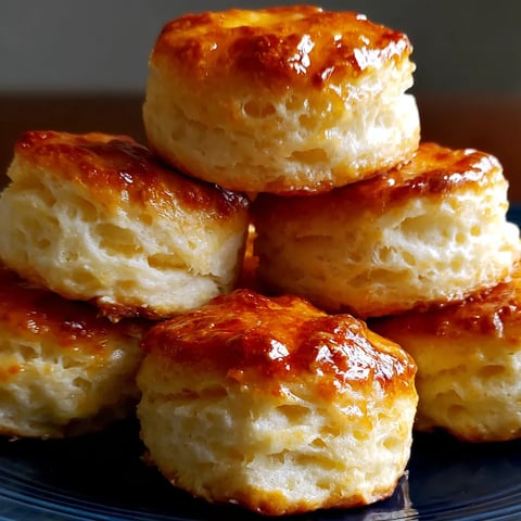 A stack of biscuits with a glaze on top.