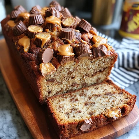 A slice of Reeses Peanut Butter Banana Bread.