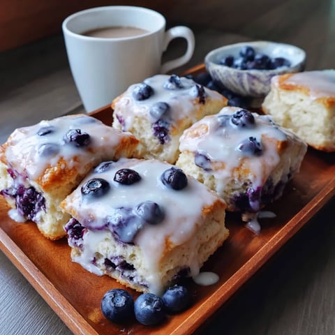 A plate of blueberry butter swim biscuits.
