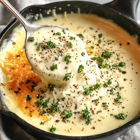 A spoon is in a bowl of garlic parmesan.