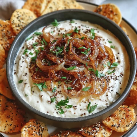 A bowl of fresh French onion dip.