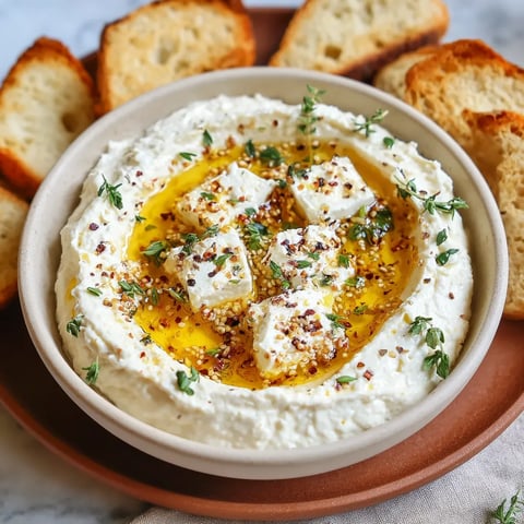 A bowl of creamy spicy feta dip.