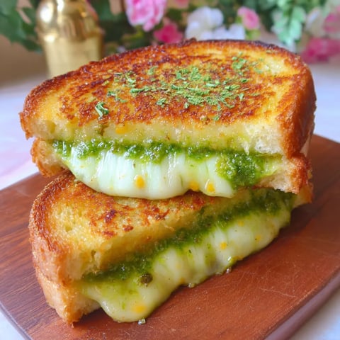 A grilled cheese sandwich with chutney on top.