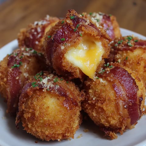 Mashed potato bacon bombs on a plate.