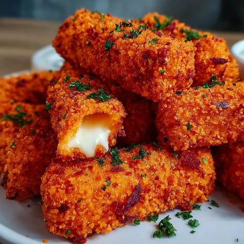 A plate of cheese sticks with melted cheese on top.