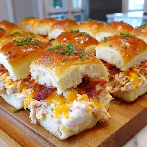 A tray of chicken bacon ranch sliders.