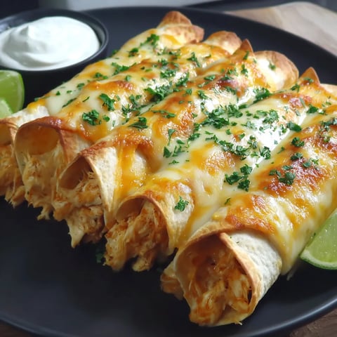 A plate of baked cream cheese chicken taquitos.