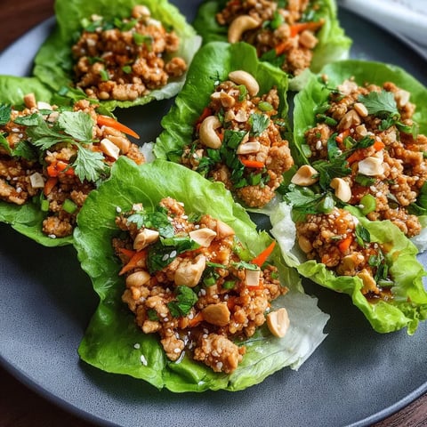 A plate of Thai chicken lettuce wraps.