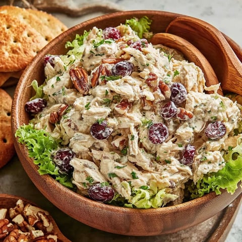 A bowl of Cranberry Chicken Salad.