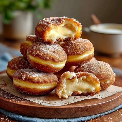 A stack of churro cheesecake donuts.